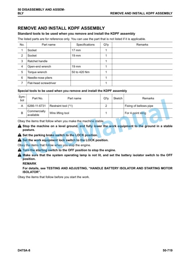 Komatsu D475A-8 Bull Dozer Shop Manual SEN06644-12 5 Komatsu D475A-8 Bull Dozer Shop Manual SEN06644-12 - Image 5