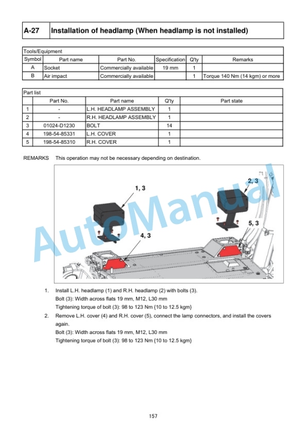 Komatsu D475A-8E0, D475Ai-8E0 Bull Dozer Field Assembly Instruction GEN00283-00 3 Komatsu D475A-8E0, D475Ai-8E0 Bull Dozer Field Assembly Instruction GEN00283-00 - Image 3