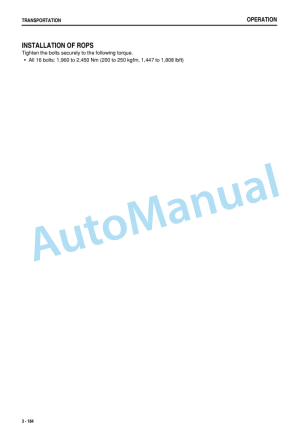 Komatsu D475ASD-5E0 Bull Dozer Operation and Maintenance Manual PEN01273-04 4 Komatsu D475ASD-5E0 Bull Dozer Operation and Maintenance Manual PEN01273-04-4