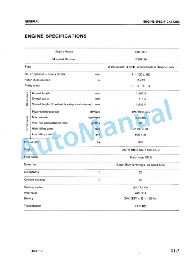 Alternative view of Komatsu D50F-16 Bull Dozer Shop Manual SEBM013YC00