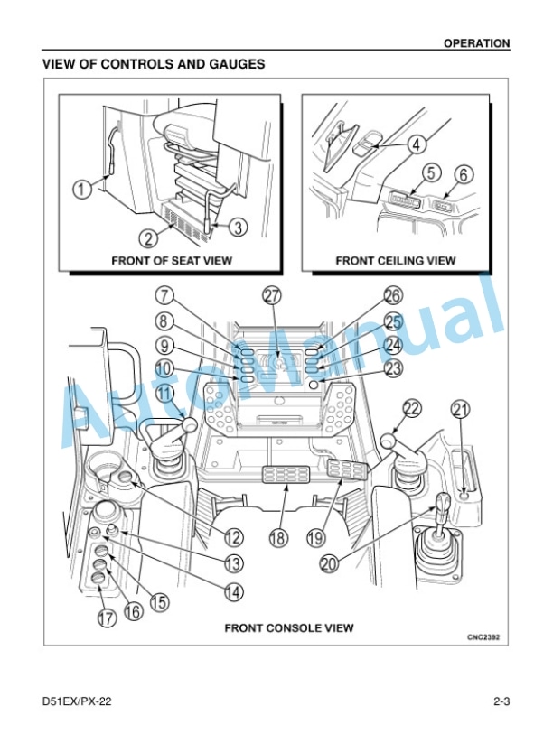 Alternative view of Komatsu D51EX-22, D51PX-22 Bull Dozer Operation and Maintenance Manual CEAM002501