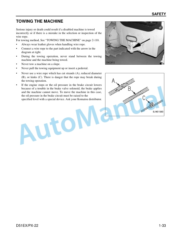 Alternative view of Komatsu D51EX-22, D51PX-22 Bull Dozer Operation and Maintenance Manual CEAM018700