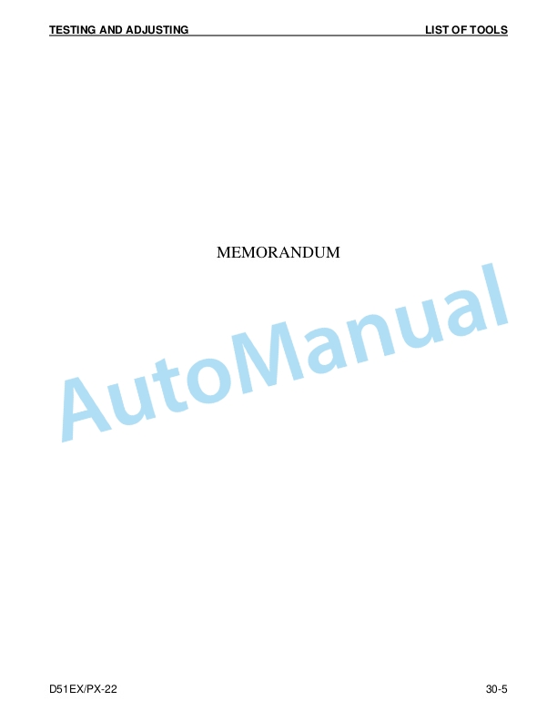 Alternative view of Komatsu D51EX-22, D51PX-22 Crawler Dozer Shop Manual CEBM019111