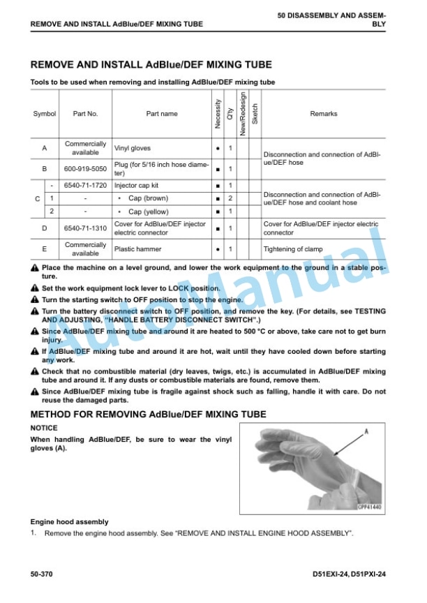 Komatsu D51EXi-24, D51PXi-24 Crawler Dozer Shop Manual KEBM662102 5 Komatsu D51EXi-24, D51PXi-24 Crawler Dozer Shop Manual KEBM662102 - Image 5