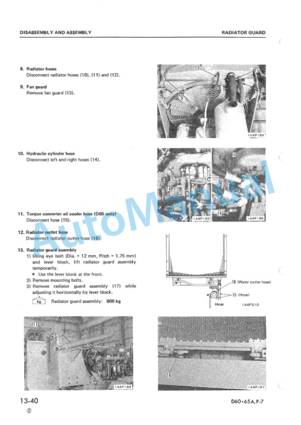 Alternative view of Komatsu D60A-7, D60E-7, D60P-7, D60PL-7, D65A-7, D65E-7, D65P-7 Bull Dozer Shop Manual SEBM0144C02