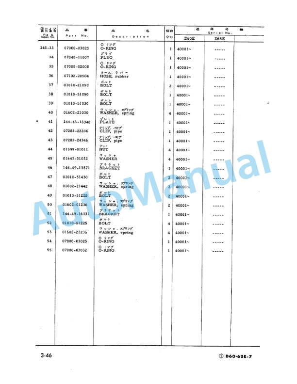 Komatsu D60E-7, D65E-7 Dozer Parts Manual PEPB014Y0702 4 Komatsu D60E-7, D65E-7 Dozer Parts Manual PEPB014Y0702-4