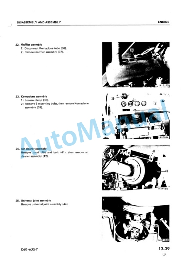 Alternative view of Komatsu D60S-7, D65S-7 Shop Manual SEBM0141C01