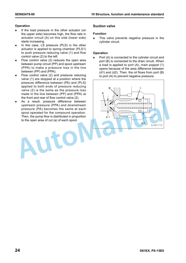 Alternative view of Komatsu D61EX-15E0, D61PX-15E0 Bull Dozer Shop Manual SEN02387-03