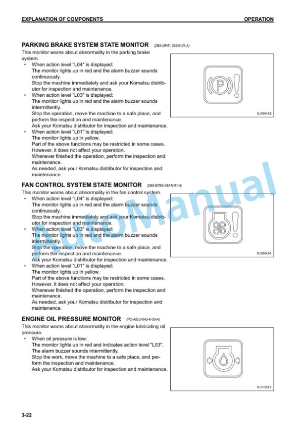 Alternative view of Komatsu D61EX-23, D61PX-23 Bull Dozer Operation and Maintenance Manual TEN00708-03
