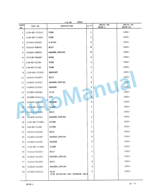 Komatsu D63E-1, D63E-1A Parts Manual PEPBU1410106 5 Komatsu D63E-1, D63E-1A Parts Manual PEPBU1410106-5