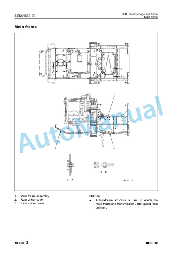 Alternative view of Komatsu D63E-12 Bull Dozer Shop Manual SEN04151-00