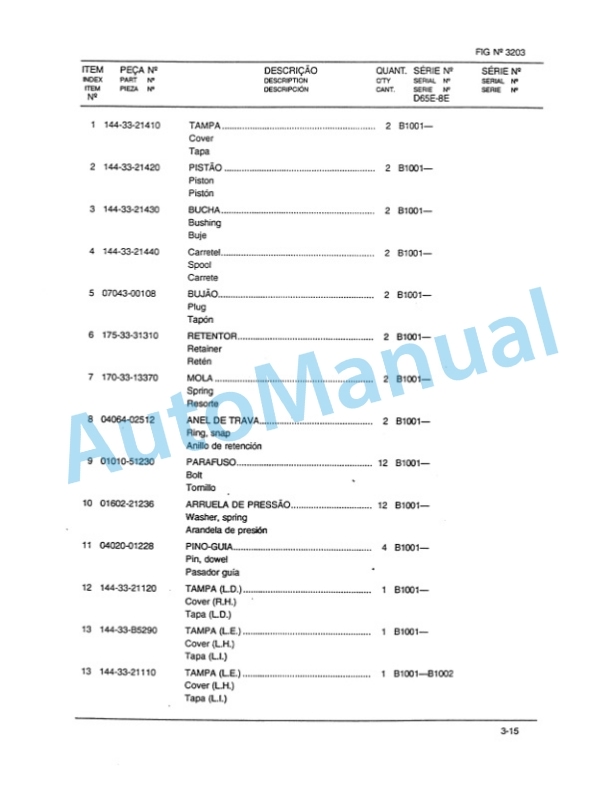 Komatsu D65E-8E Bulldozer Parts Manual KPPB001901 3 Komatsu D65E-8E Bulldozer Parts Manual KPPB001901-3
