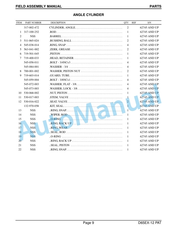 Alternative view of Komatsu D65EX-12 PAT Crawler Dozer Field Assembly Instruction CEAW001701