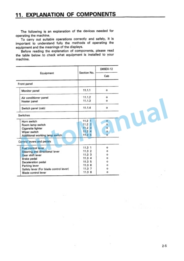 Alternative view of Komatsu D65EX-12 Timming Dozer Operation and Maintenance Manual SEAM006300