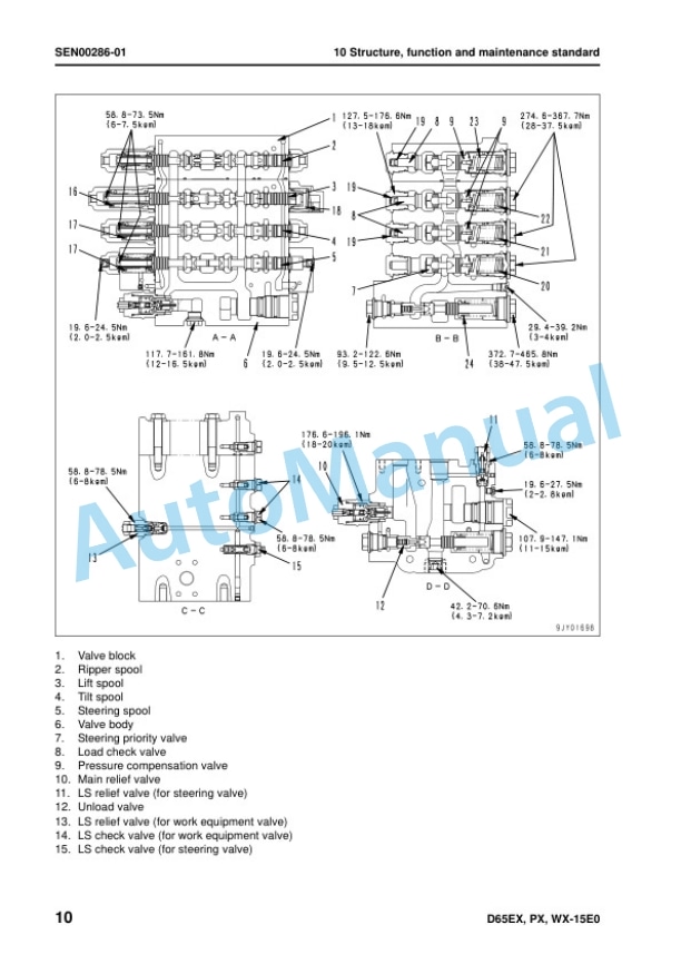 Alternative view of Komatsu D65EX-15E0, D65PX-15E0, D65WX-15E0 Bull Dozer Shop Manual SEN00046-11