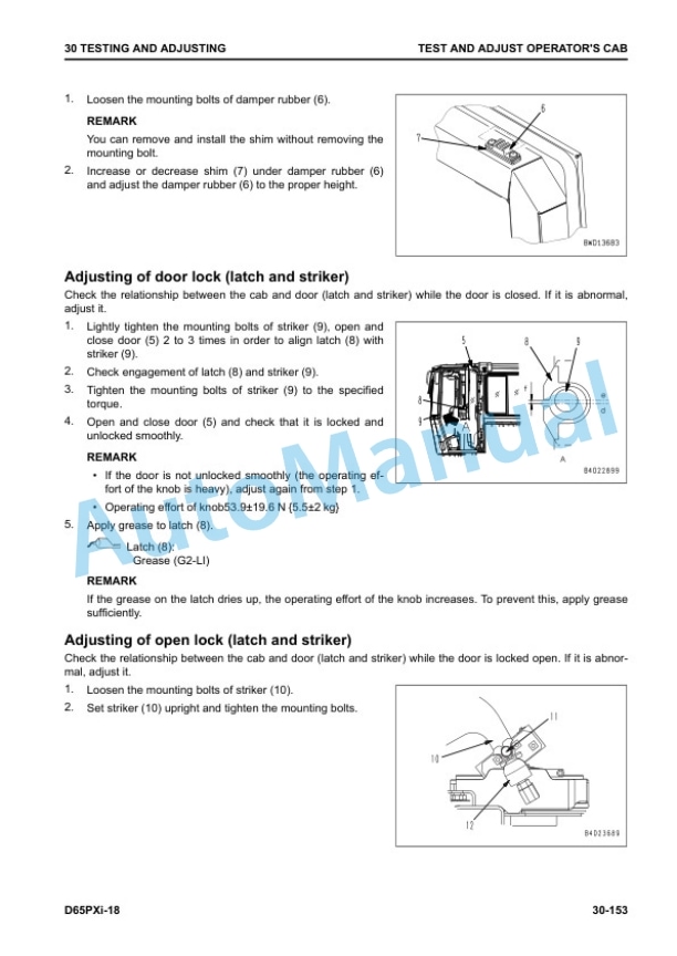 Alternative view of Komatsu D65PXi-18 Bull Dozer Shop Manual SEN06620-07