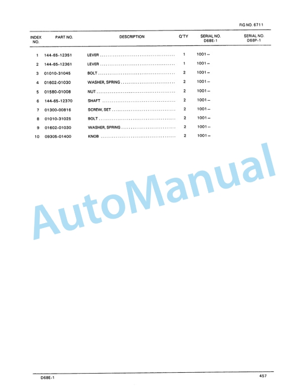 Komatsu D68E-1, D68P-1 Swamp Bulldozer Parts Manual PEPBU1440103 5 Komatsu D68E-1, D68P-1 Swamp Bulldozer Parts Manual PEPBU1440103-5