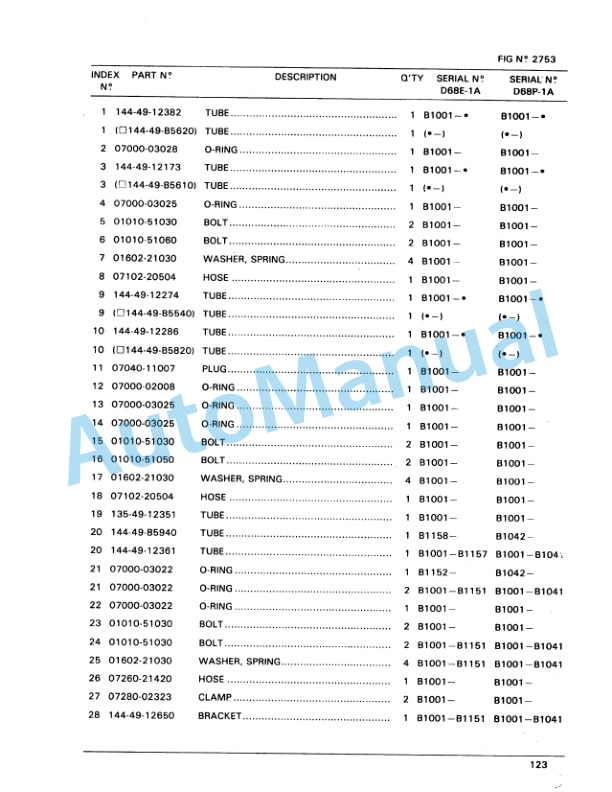 Komatsu D68E-1A, D68P-1A Bulldozer Parts Manual BEPBU14400 3 Komatsu D68E-1A, D68P-1A Bulldozer Parts Manual BEPBU14400-3