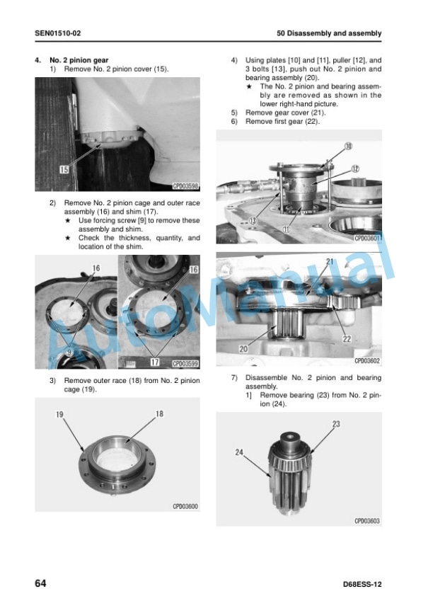 Komatsu D68ESS-12 Bull Dozer Shop Manual SEN01128-06 5 Komatsu D68ESS-12 Bull Dozer Shop Manual SEN01128-06 - Image 5