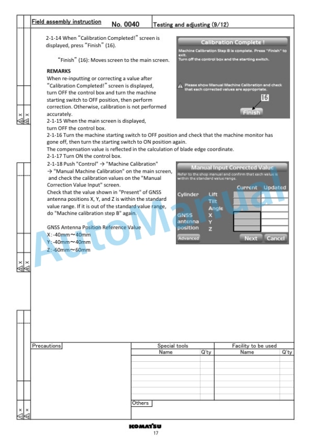 Komatsu D71EXi-24E0, D71PXi-24E0 Bulldozer Field Assembly Instruction GEN00216-01-5