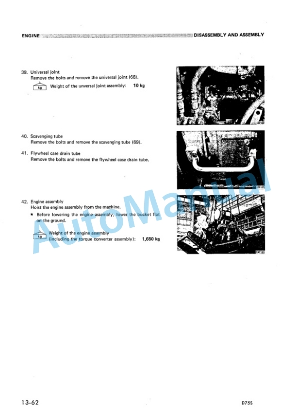 Komatsu D75S-3 Bulldozer Shop Manual SEBM0145B04-2