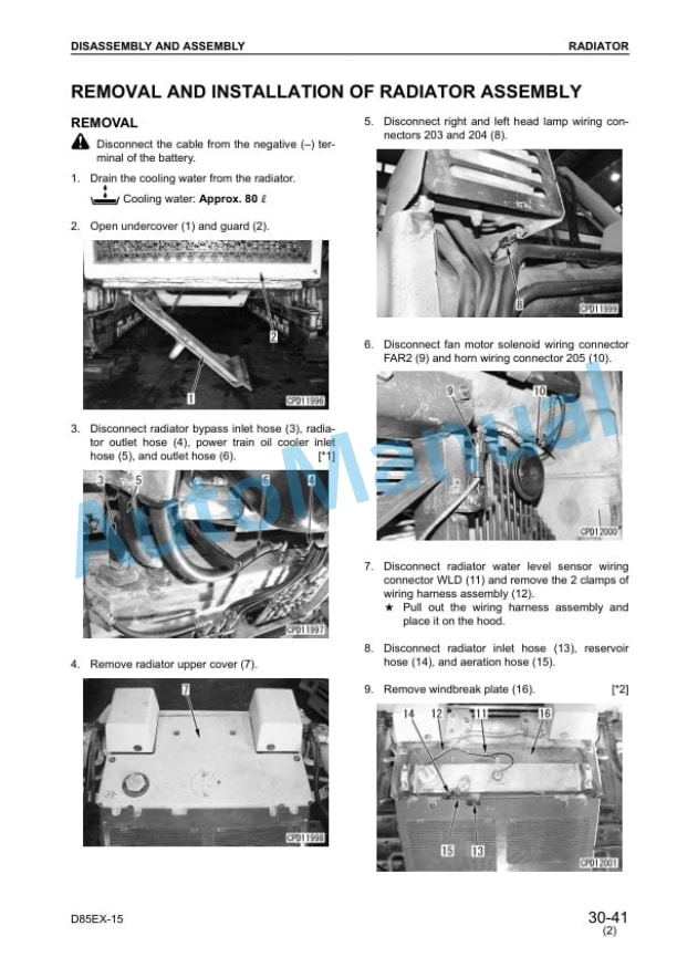 Komatsu D85EX-15, D85PX-15 Dozer Shop Manual SEBM029105 5 Komatsu D85EX-15, D85PX-15 Dozer Shop Manual SEBM029105 - Image 5