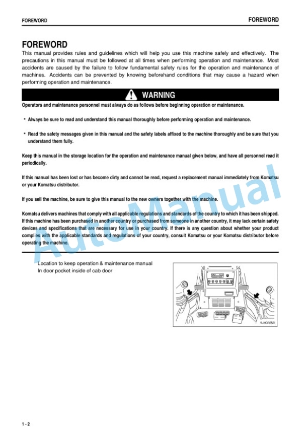 Komatsu D85EX-15 Galeo Timming Dozer Operation and Maintenance Manual PEN00055-00 2 Komatsu D85EX-15 Galeo Timming Dozer Operation and Maintenance Manual PEN00055-00 - Image 2