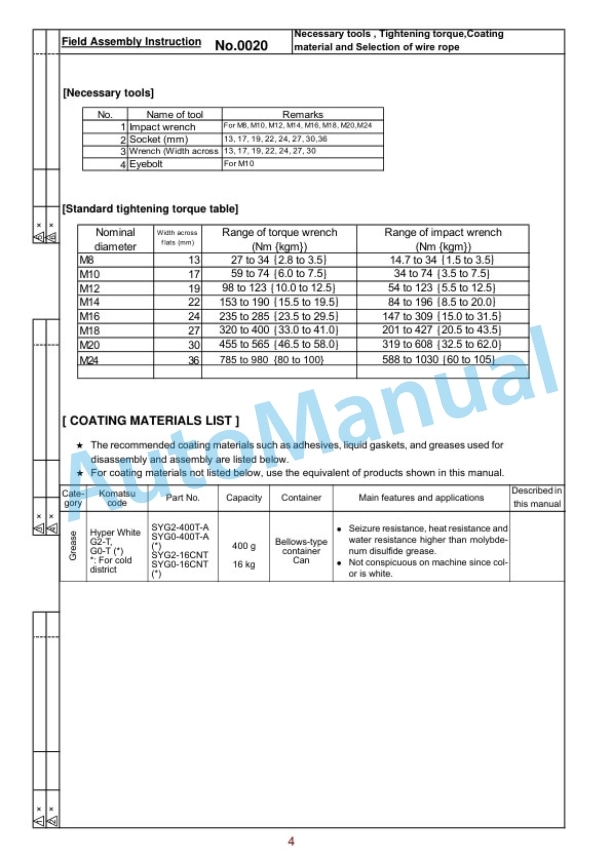 Komatsu D85EX-15R, D85PX-15R Bull Dozer Field Assembly Instruction GEN00179-00 3 Komatsu D85EX-15R, D85PX-15R Bull Dozer Field Assembly Instruction GEN00179-00 - Image 3