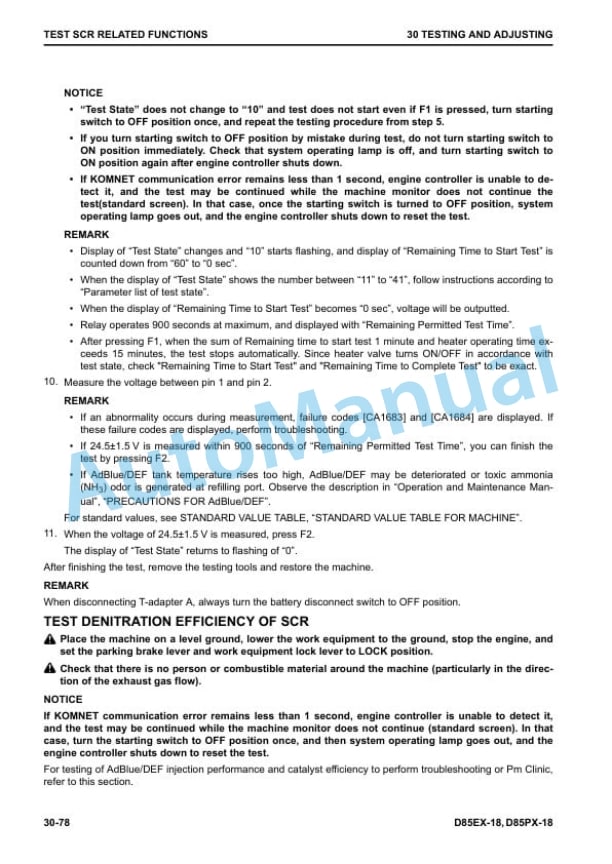 Alternative view of Komatsu D85EX-18, D85PX-18 Bull Dozer Shop Manual SEN06517-02