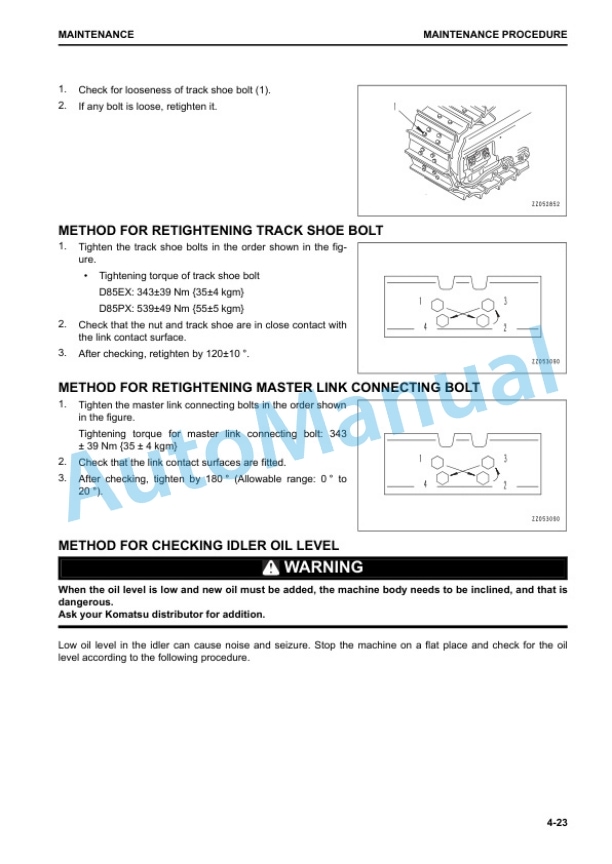 Komatsu D85EX-18E0, D85PX-18E0 Bull Dozer Operation and Maintenance Manual EENAM03730 5 Komatsu D85EX-18E0, D85PX-18E0 Bull Dozer Operation and Maintenance Manual EENAM03730 - Image 5