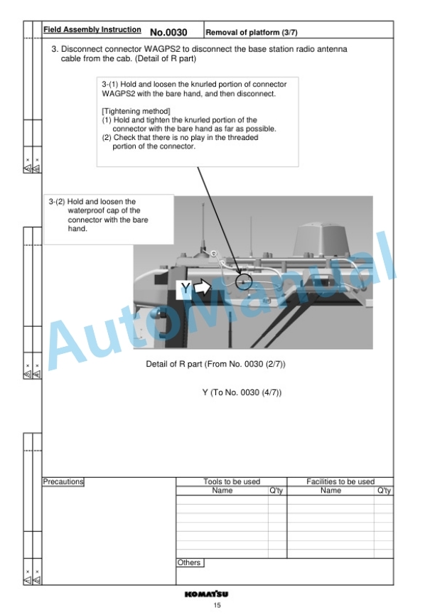 Komatsu D85EXi-18, D85PXi-18 Bull Dozer Field Assembly Instruction GEN00137-01 3 Komatsu D85EXi-18, D85PXi-18 Bull Dozer Field Assembly Instruction GEN00137-01 - Image 3