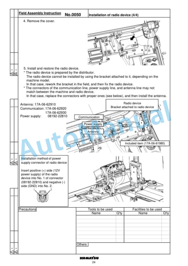 Komatsu D85EXi-18, D85PXi-18 Bull Dozer Field Assembly Instruction GEN00137-01 4 Komatsu D85EXi-18, D85PXi-18 Bull Dozer Field Assembly Instruction GEN00137-01 - Image 4
