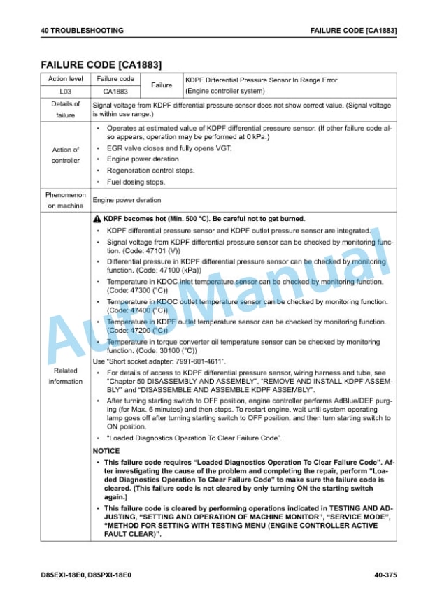 Komatsu D85EXi-18E0, D85PXi-18E0 Bull Dozer Shop Manual SEN06910-03 3 Komatsu D85EXi-18E0, D85PXi-18E0 Bull Dozer Shop Manual SEN06910-03 - Image 3