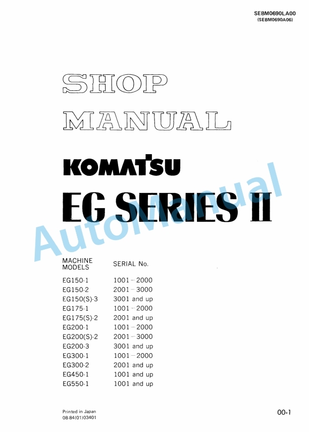 Komatsu EG Series II Shop Manual SEBM0690LA00