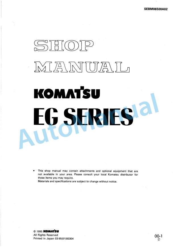 Komatsu EG Series Shop Manual SEBM06500A02