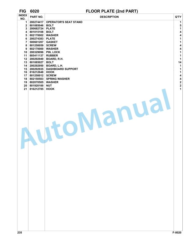 Komatsu FAI 235 Hydraulic Excavator Parts Manual 23500014 3 Komatsu FAI 235 Hydraulic Excavator Parts Manual 23500014-3