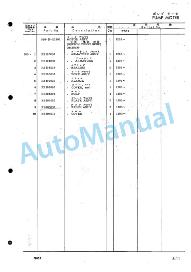 Komatsu FB05-2 Forklift Truck Parts Manual FB05.2-PE1 5 Komatsu FB05-2 Forklift Truck Parts Manual FB05.2-PE1-5