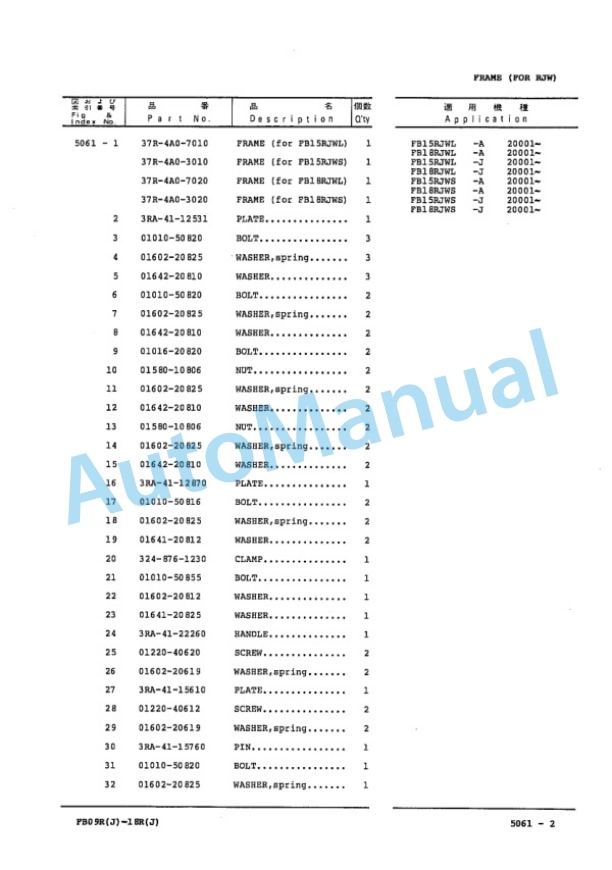 Komatsu FB10RS-6, FB13RS-6, FB14RS-6, FB15RS-6, FB18RS-6, FB10RL-6, FB13RL-6, FB14RL-6, FB15RL-6, FB18RL-6, FB15RJS Parts Manual FB10R_18R.6-PNE2 4 Komatsu FB10RS-6, FB13RS-6, FB14RS-6, FB15RS-6, FB18RS-6, FB10RL-6, FB13RL-6, FB14RL-6, FB15RL-6, FB18RL-6, FB15RJS Parts Manual FB10R_18R.6-PNE2-4
