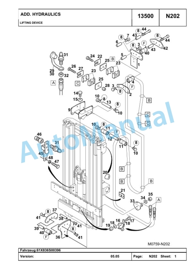 Komatsu FB12-25RJ-2R Reach Mast Stacker Parts Manual 8054672 4 Komatsu FB12-25RJ-2R Reach Mast Stacker Parts Manual 8054672-4