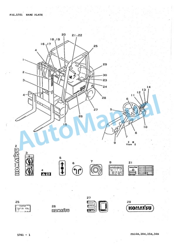 Komatsu FB16GH-1E, FB20GH-1E, FB25GH-1E, FB16H-1E, FB20H-1E, FB25H-1E, FB30H-1E Forklift Truck Parts Manual PBB01B1-01 4 Komatsu FB16GH-1E, FB20GH-1E, FB25GH-1E, FB16H-1E, FB20H-1E, FB25H-1E, FB30H-1E Forklift Truck Parts Manual PBB01B1-01-4