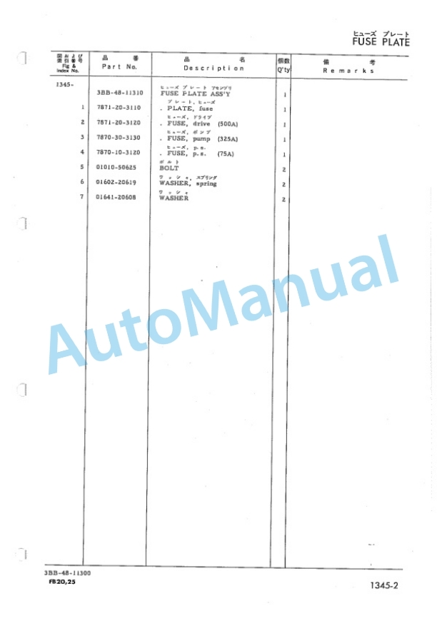 Komatsu FB20-2, FB25-2, FB20L-2, FB25L-2, FB20H-2, FB25H-2 Forklift Truck Parts Manual FB20,25.2-PNE2 2 Komatsu FB20-2, FB25-2, FB20L-2, FB25L-2, FB20H-2, FB25H-2 Forklift Truck Parts Manual FB20,25.2-PNE2-2