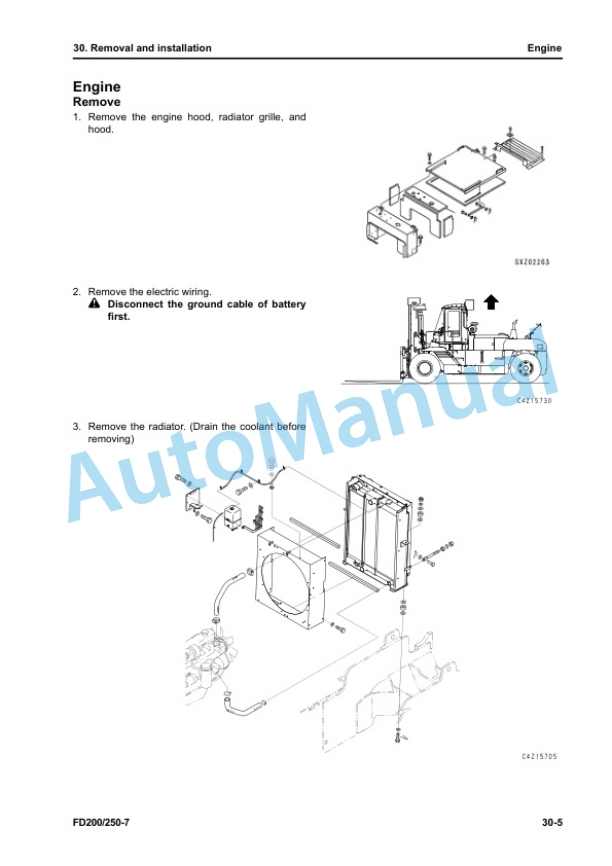 Alternative view of Komatsu FD200-7, FD250-7 Forklift Truck Shop Manual SEN06609-02