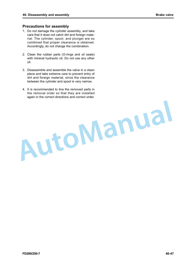 Komatsu FD200-7, FD250-7 Forklift Truck Shop Manual SEN06609-02 3 Komatsu FD200-7, FD250-7 Forklift Truck Shop Manual SEN06609-02 - Image 3