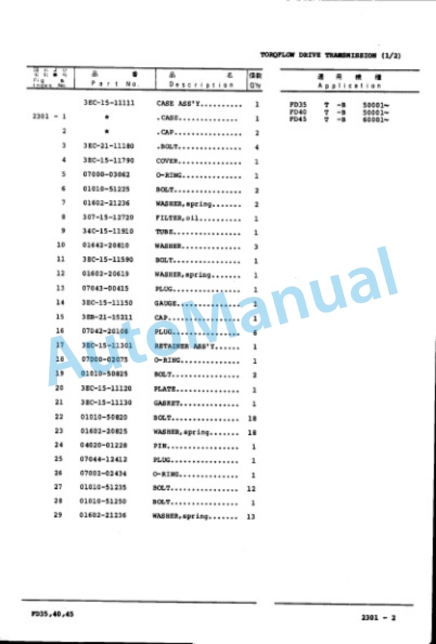 Komatsu FD35-5E, FD40-5E, FD45-5E Parts Manual PEC05B1-01 2 Komatsu FD35-5E, FD40-5E, FD45-5E Parts Manual PEC05B1-01-2