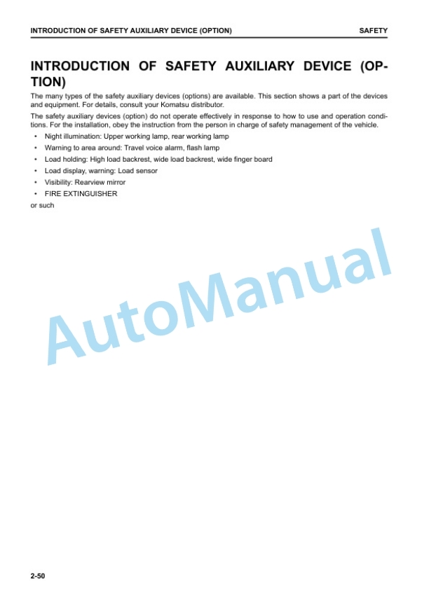 Komatsu FE25-2, FE30-2 Forklift Truck Operation and Maintenance Manual YEN00010-00 2 Komatsu FE25-2, FE30-2 Forklift Truck Operation and Maintenance Manual YEN00010-00 - Image 2