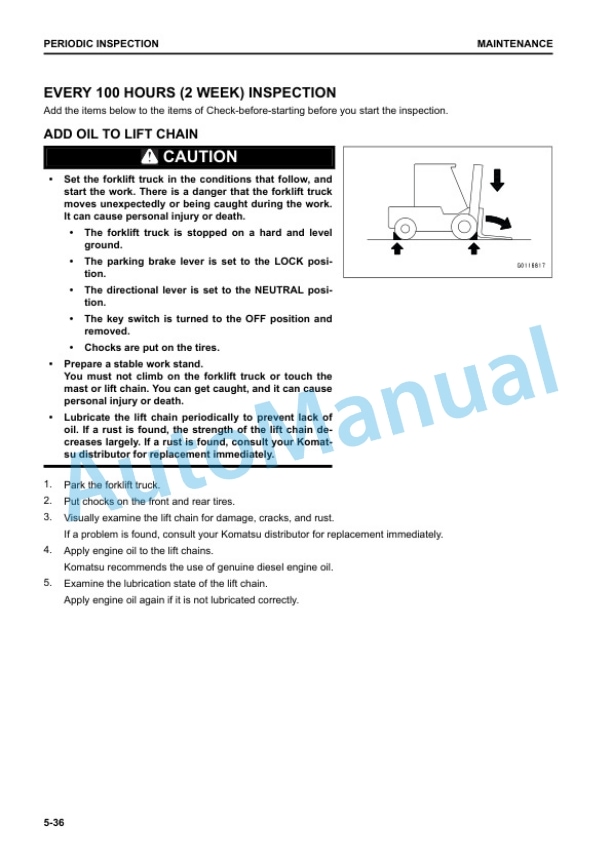 Komatsu FE25G-2, FE30G-2 Forklift Truck Operation and Maintenance Manual YEN00009-00 5 Komatsu FE25G-2, FE30G-2 Forklift Truck Operation and Maintenance Manual YEN00009-00 - Image 5