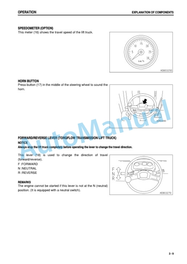 Komatsu FG10-17, FG14-17, FG15-17, FG18-17, FG15H-17, FG18H-17, FD15-17, FD18-17 Forklift Truck Operation and Maintenance Manual AEA17E1-02-3