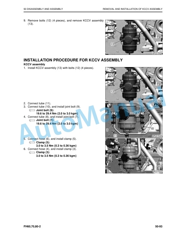 Komatsu FH60-2, FH70-2, FH80-2 Forklift Truck Shop Manual SM166 5 Komatsu FH60-2, FH70-2, FH80-2 Forklift Truck Shop Manual SM166 - Image 5