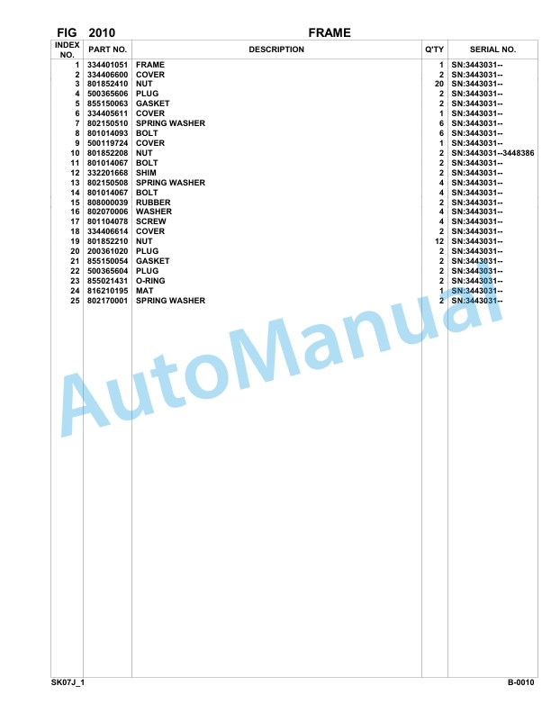 Komatsu FKI SK07J-1 Skid Loader Parts Manual 3443031-UP 2 Komatsu FKI SK07J-1 Skid Loader Parts Manual 3443031-UP-2
