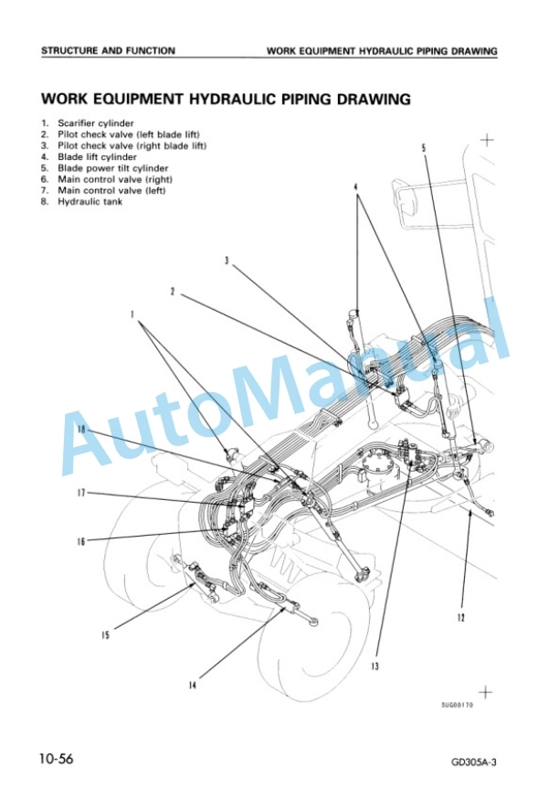 Alternative view of Komatsu GD305A-3 Motor Grader Shop Manual SEBM018000